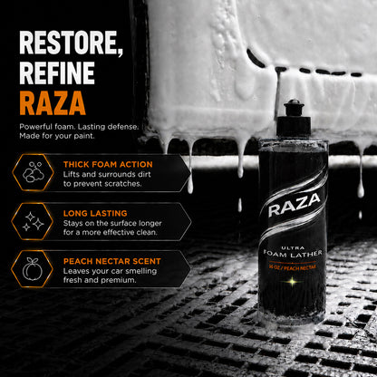 RAZA FOAM LATHER - pH Neutral - High Foaming - Peach Nectar Scent - Highly Dilutable